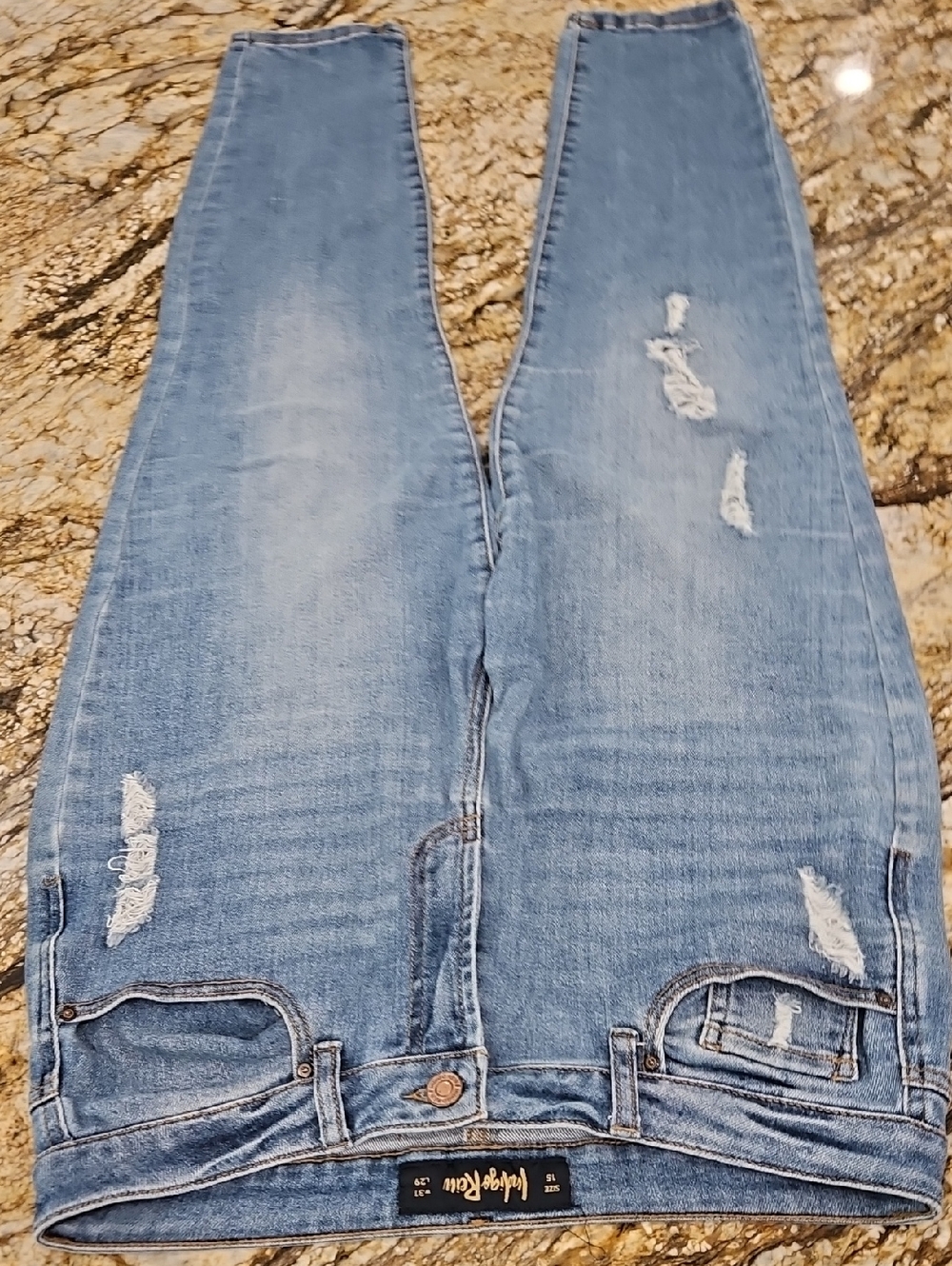 Indigo ReinWomen's jeans. Size 15, Inseam 28" Rise 10" Small Spot On Front Leg.